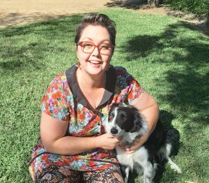 Photo of Tay Winchester with her dog, Pip.