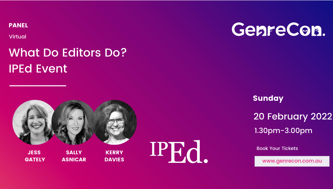 Digital flyer for GenreCon panel, "What do editors do?"