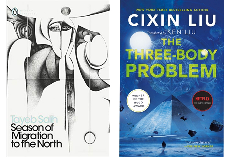 Translation in Fiction Book covers for The Three-Body Problem and Season of Migration to the North