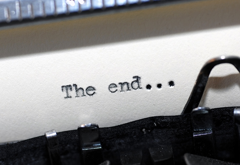 Typewriter that has typed the words "The end..."