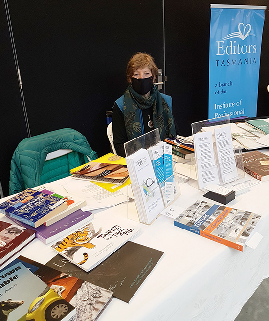 Editors Tasmania president Alex Sutherland at the book fair