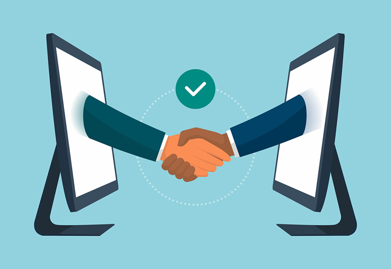 Client conduct A conceptual graphic of a virtual handshake
