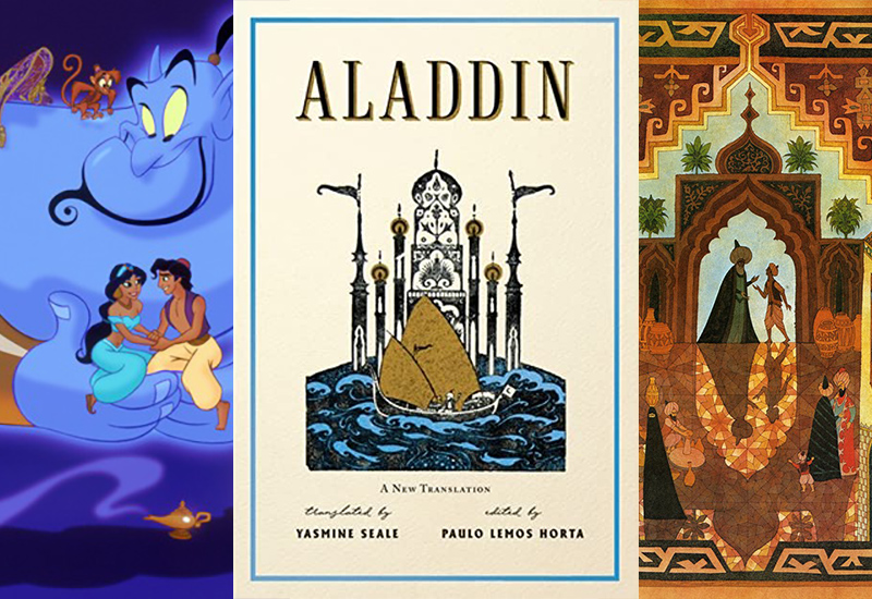 Depictions of Aladdin from the Disney animation, Aladdin: a new translation and an illustration from 1001 nights